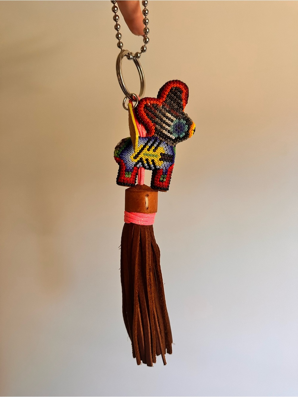 Consuela Multicolor Beaded Dog Tassel Keychain
